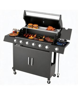 Stainless Steel 60000 BTU Portable 6+1 Burners Propane Gas BBQ Grill for Backyard, Camping and Tailgating