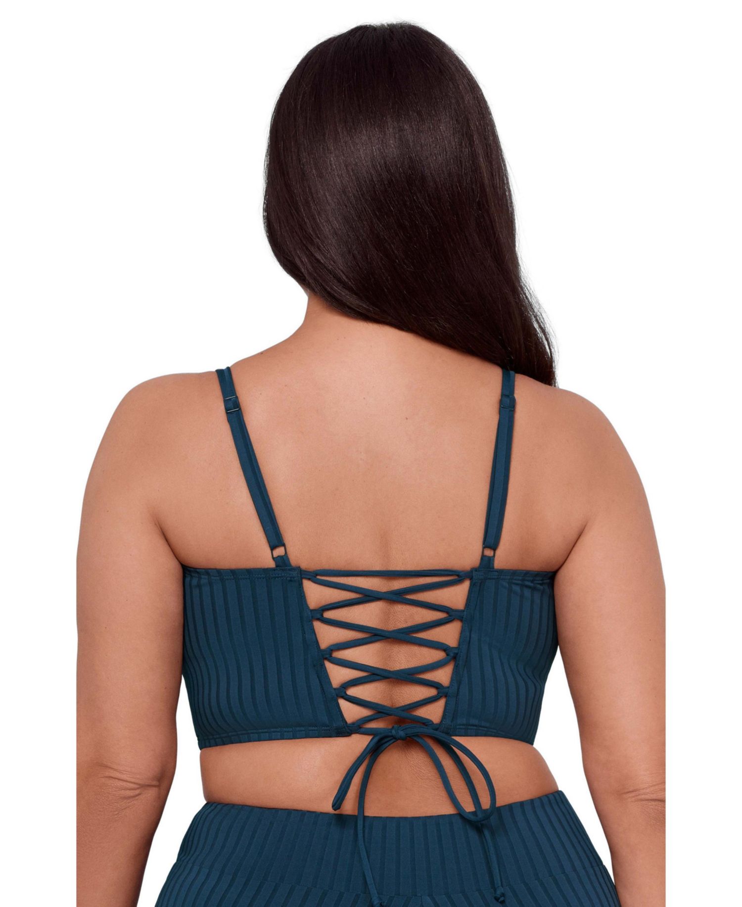 Women's Supportive and Sculpting Ribbed Square-Neck Midkini Swimsuit Top