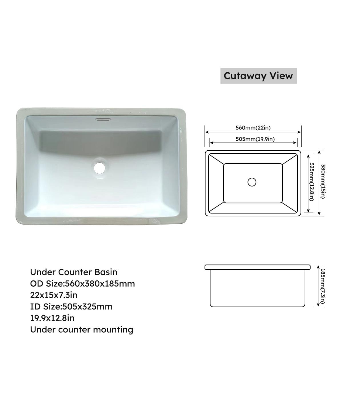 Sillysis Sintered Stone Vanity Top with Backsplash, Rectangular Undermount Sink, Pre-Drilled Faucet Hole