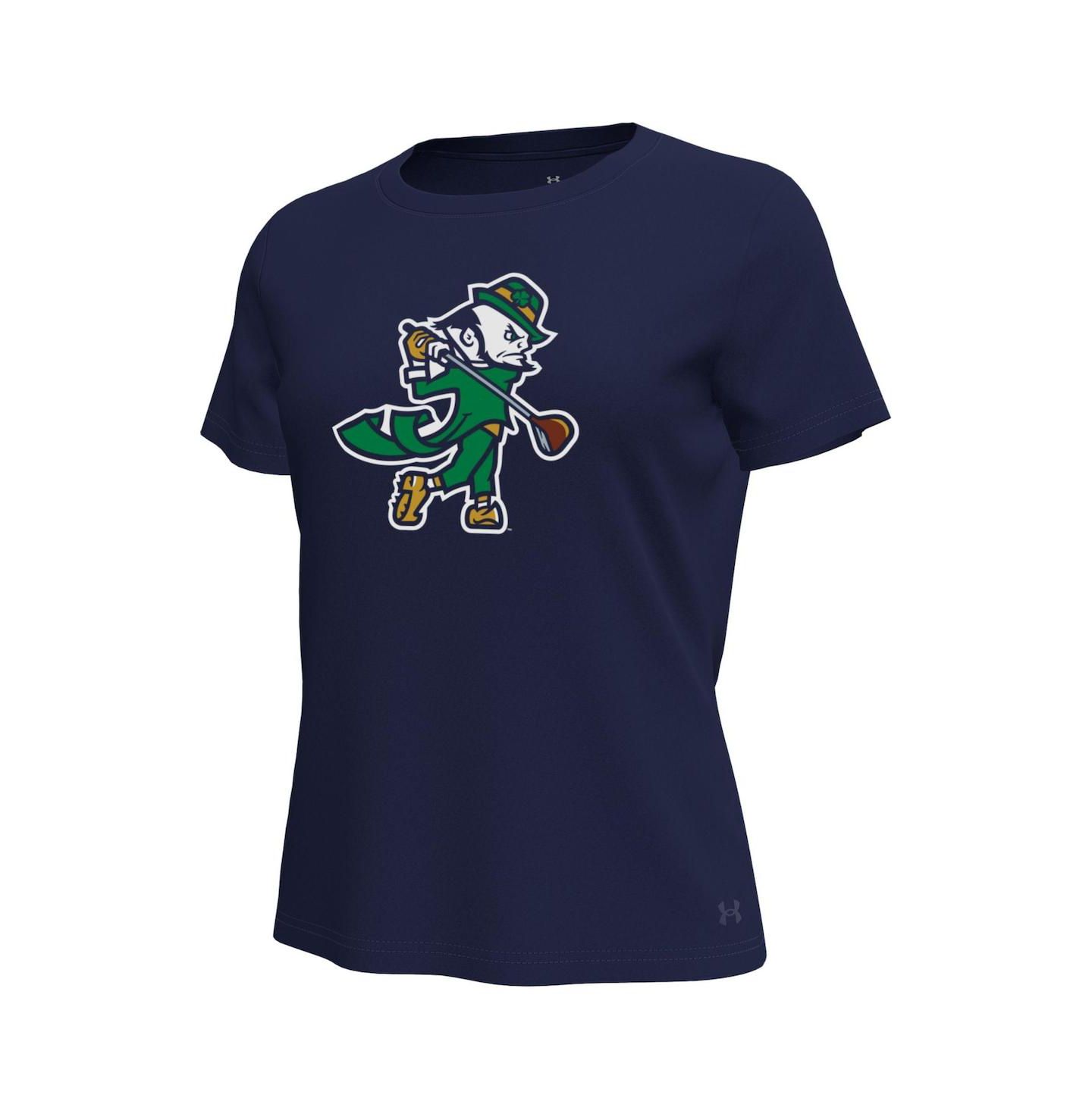 Женская футболка Under Armour Navy Notre Dame Fighting Irish Golfing Leprechaun Tech Stretch — фото 3