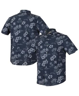 Men's Navy New York Yankees Kekai Performance Button-Down Tri-Blend Top
