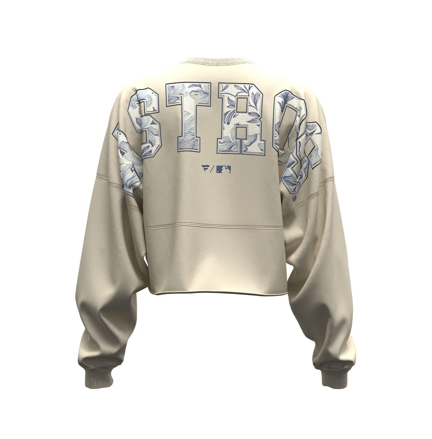 Женская футболка Fanatics Light Beige Houston Astros Spirit Floral Script Cropped Long-Sleeve — фото 3