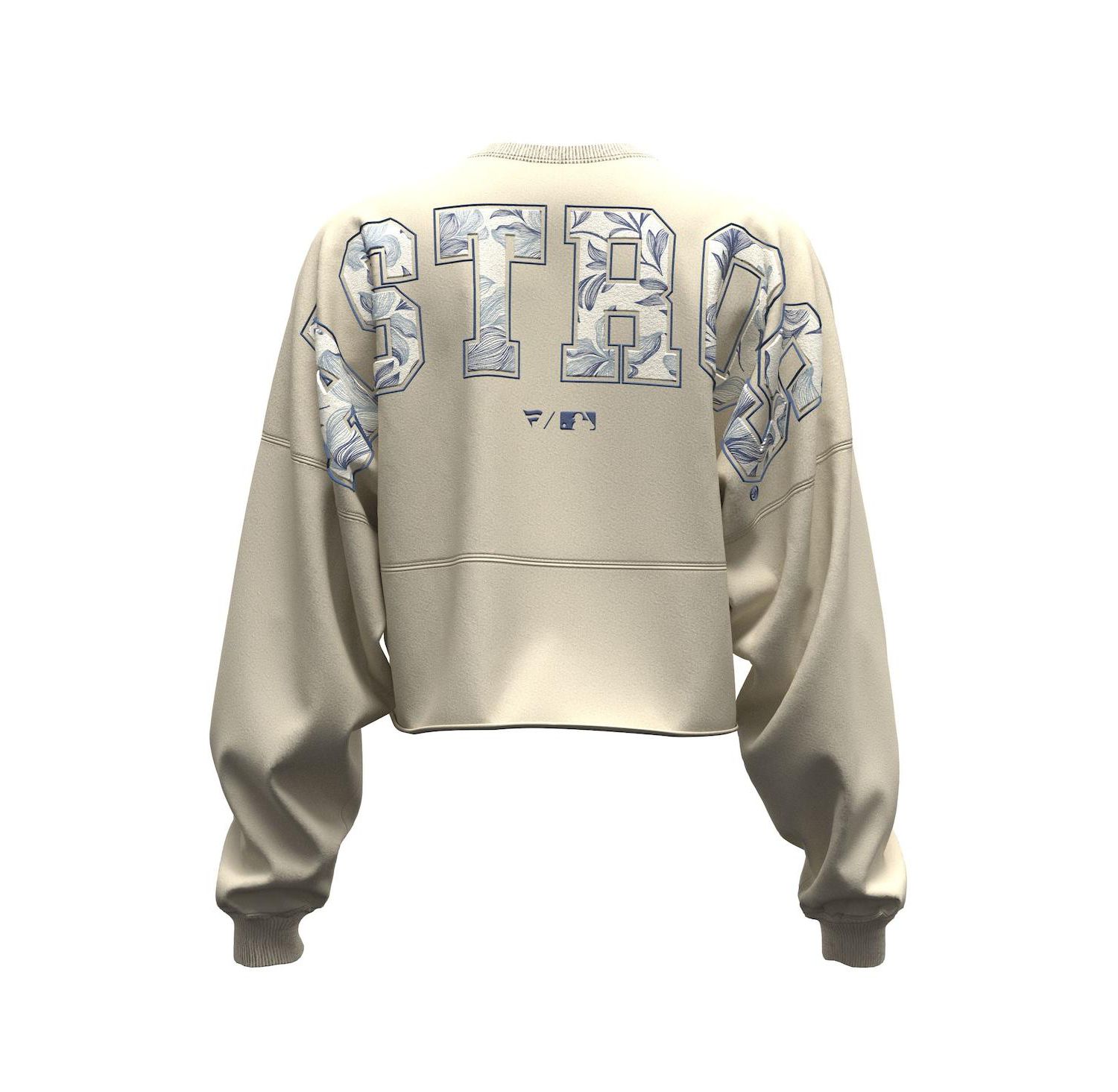 Women's Light Beige Houston Astros Spirit Floral Script Cropped Long-Sleeve T-Shirt