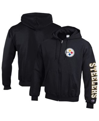 Men's Black Pittsburgh Steelers Powerblend Fleece Full-Zip Hoodie