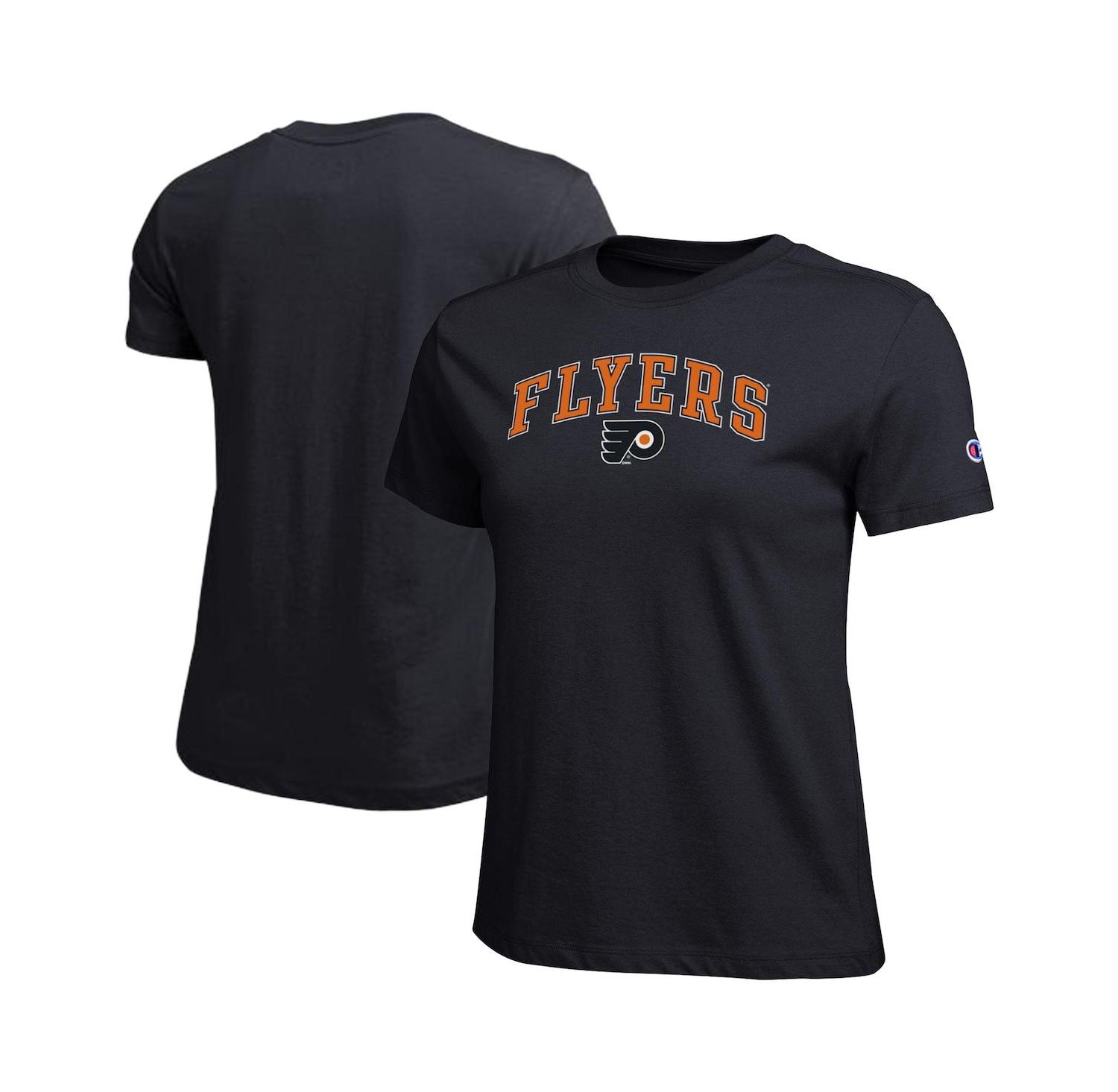 Women's Black Philadelphia Flyers Arch Mascot Logo T-Shirt