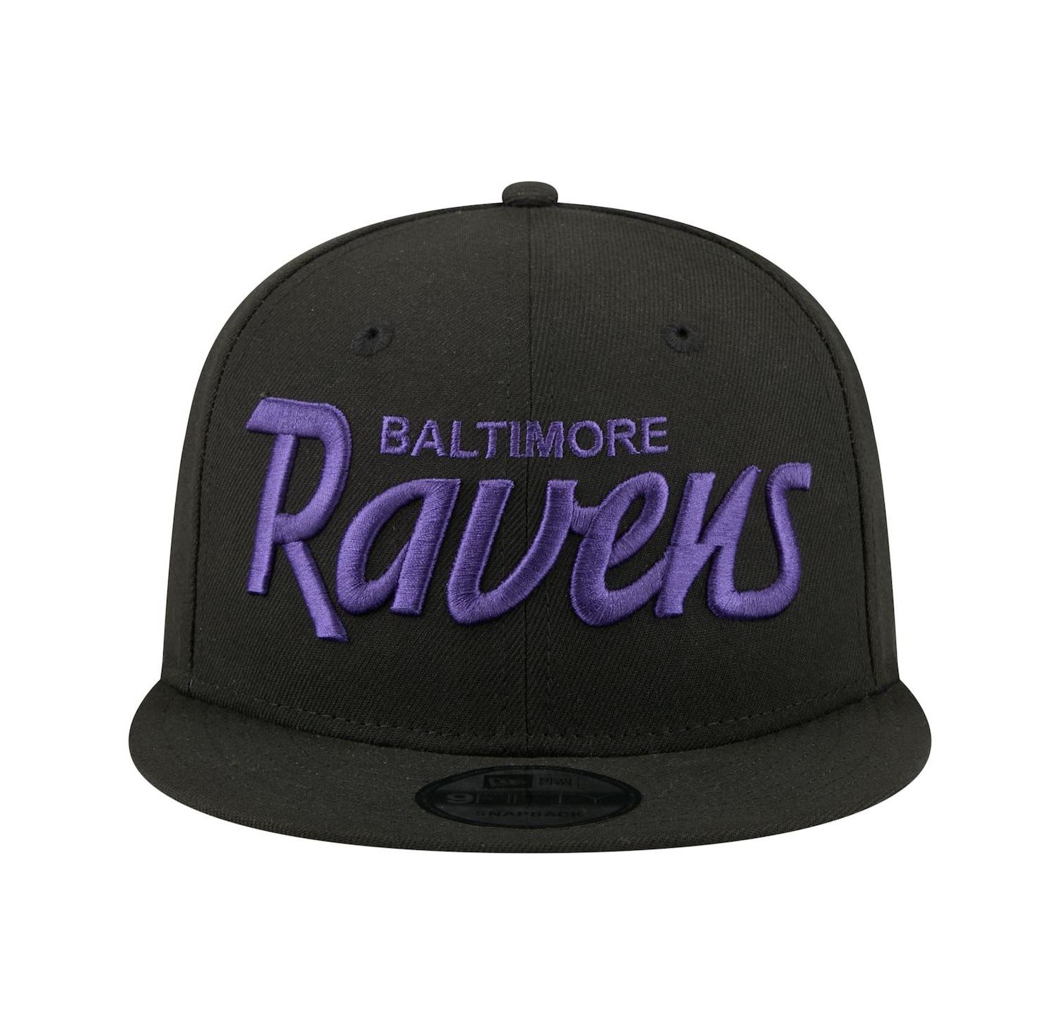 Men's Black Baltimore Ravens Core Team Script 9FIFTY Snapback Hat