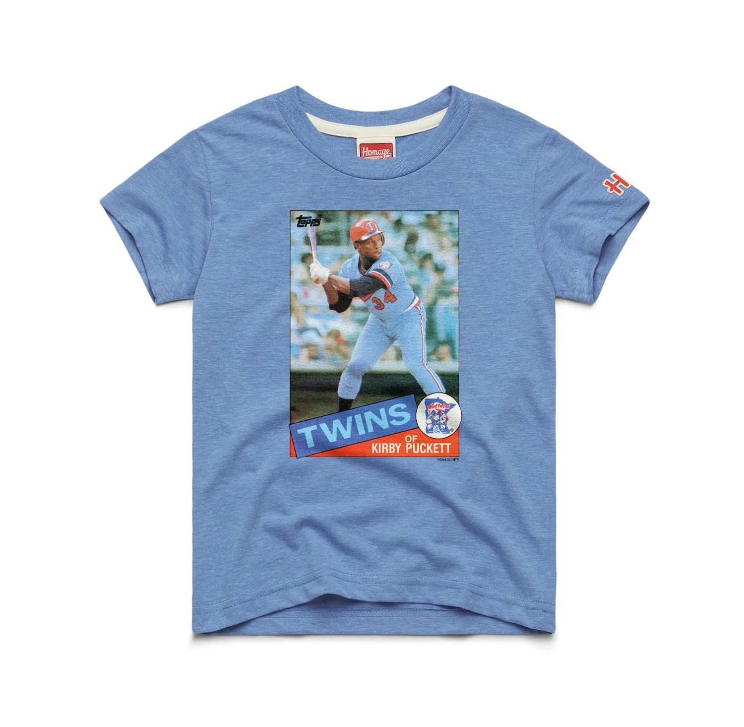 Big Boys and Girls Kirby Puckett Light Blue Minnesota Twins Topps Baseball Card Tri-Blend T-Shirt