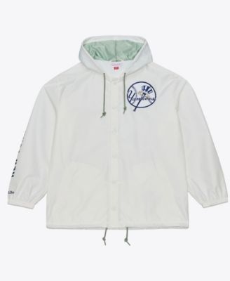 Men's White New York Yankees Yacht Rock Coaches Full-Snap Hooded Windbreaker Jacket