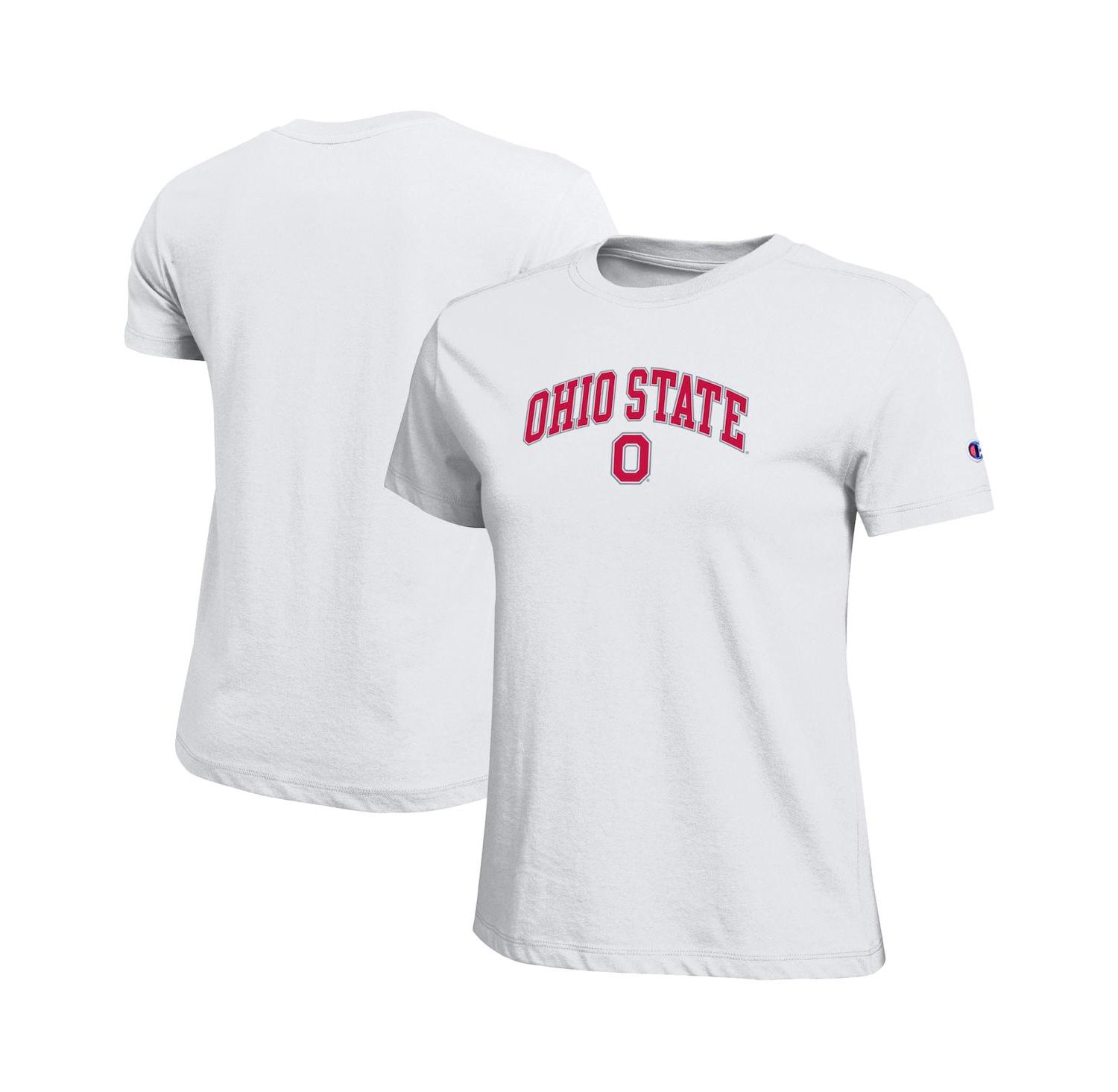 Women's White Ohio State Buckeyes Arched Over Logo T-Shirt