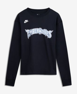 Big Boys and Girls Black Minnesota Timberwolves Hardwood Classics Essential Logo Max90 Long Sleeve T-Shirt
