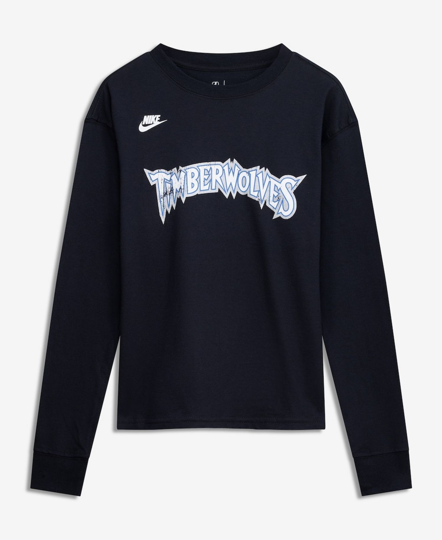Big Boys and Girls Black Minnesota Timberwolves Hardwood Classics Essential Logo Max90 Long Sleeve T-Shirt
