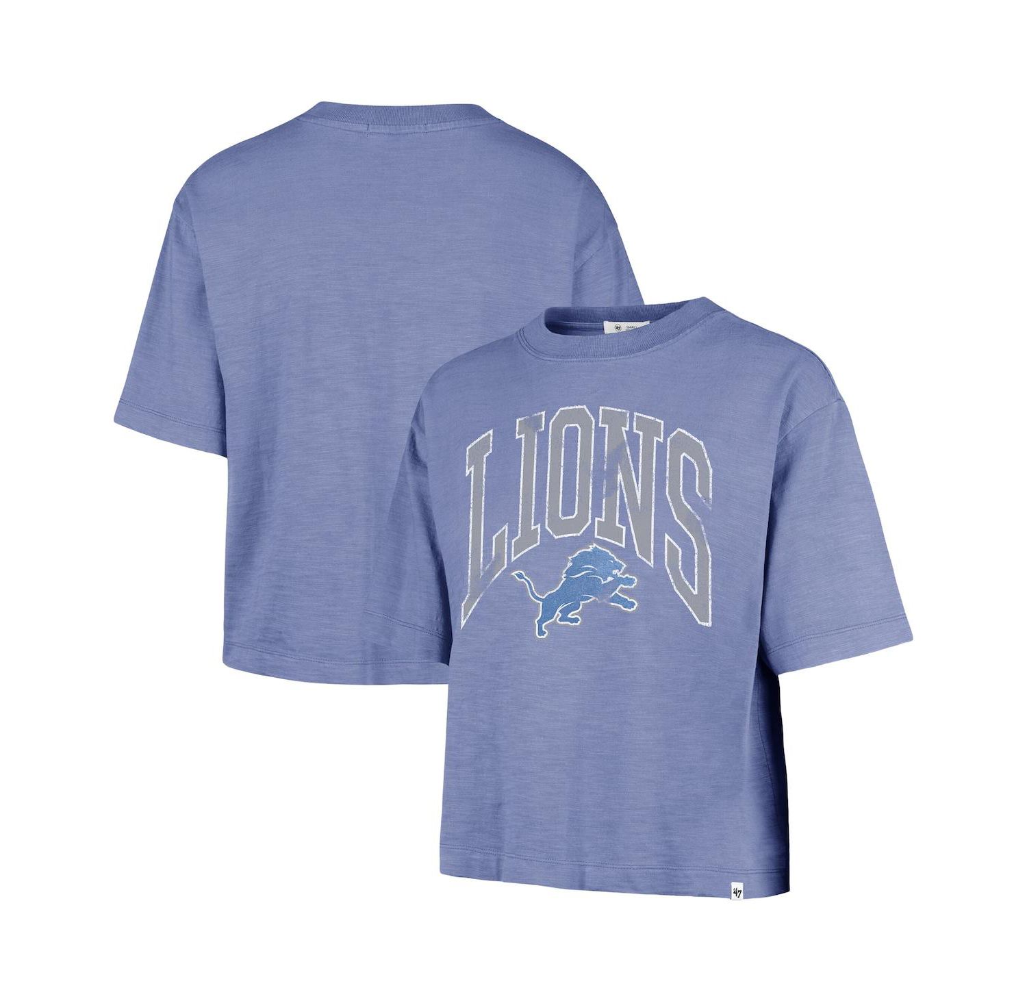 Women's Blue Detroit Lions Cropped Mindi Slub T-Shirt