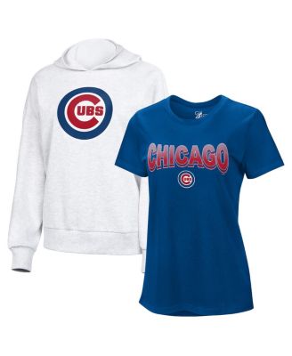 Women's Royal/Bright Heather Ceramic Chicago Cubs T-Shirt and Hoodie Combo Pack