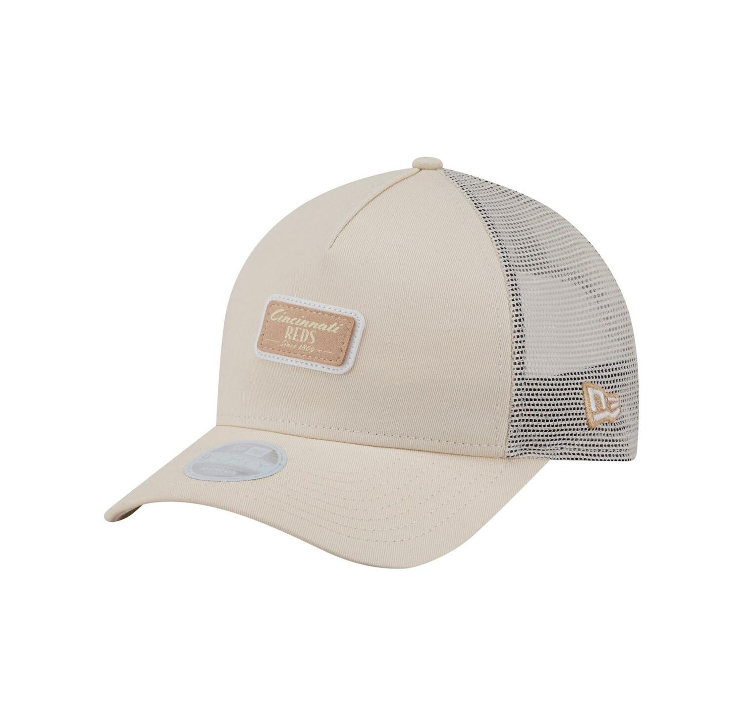 Women's Light Beige Cincinnati Reds Tonal Patch 9FORTY M-Crown A-Frame Trucker Adjustable Hat