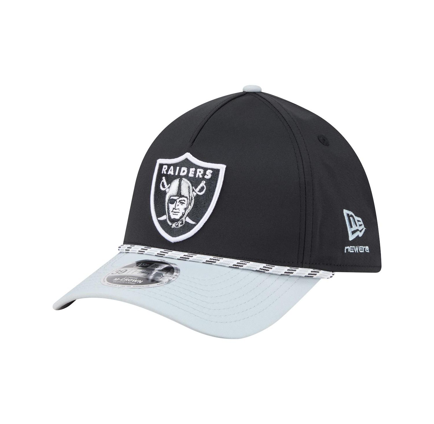 Men's Black/Silver Las Vegas Raiders Rope M-Crown A-Frame 39THIRTY Flex Hat