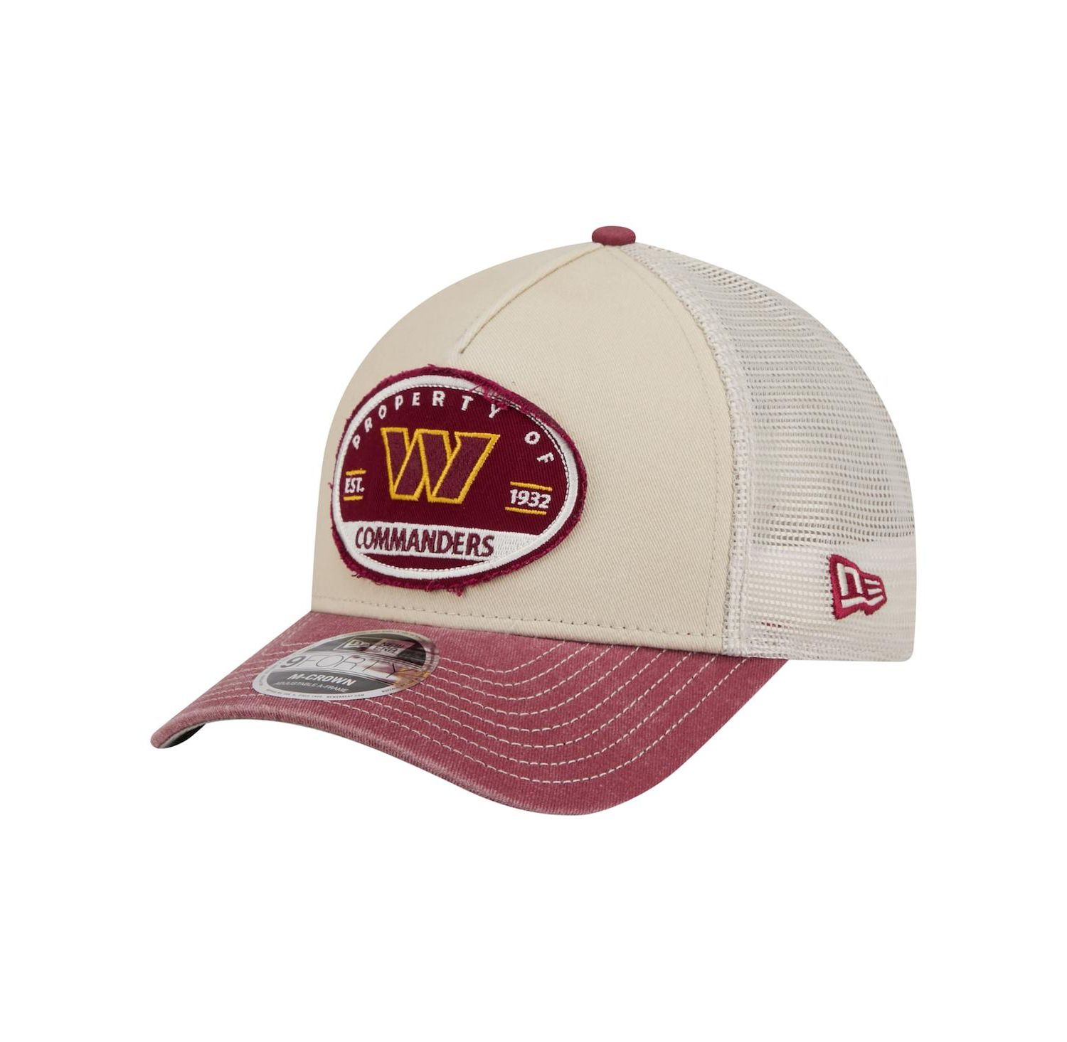 Men's Natural Washington Commanders Frayed M-Crown A-Frame 9FORTY Adjustable Hat