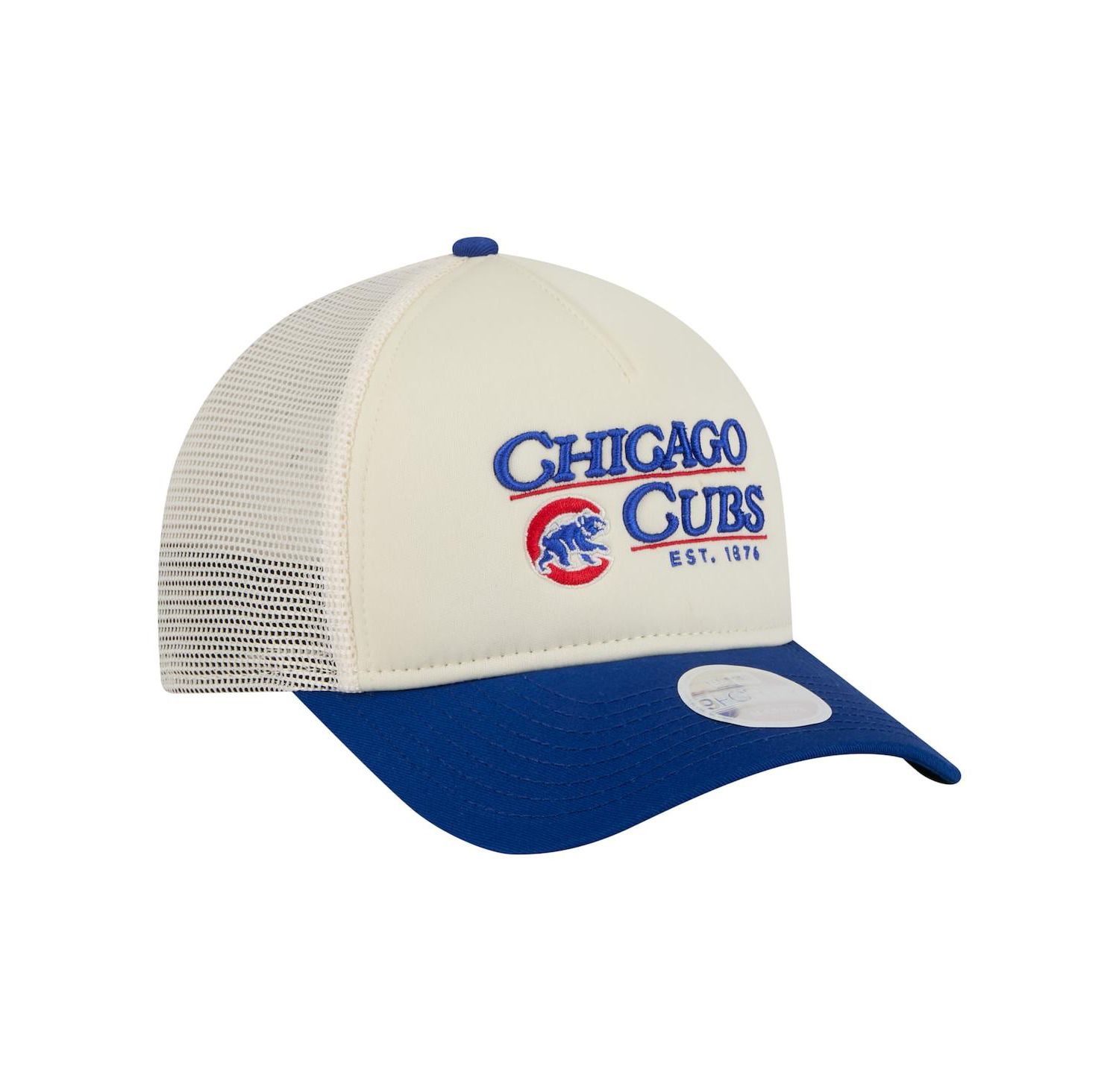 Women's Light Beige/Royal Chicago Cubs Retro 9FORTY M-Crown A-Frame Trucker Adjustable Hat