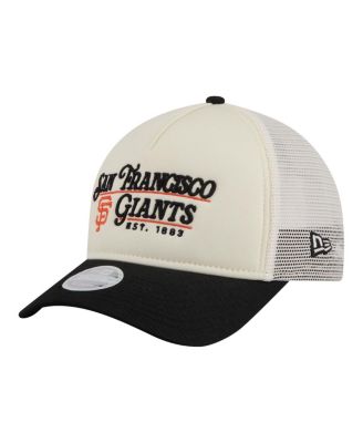 Women's Light Beige/Black San Francisco Giants Retro 9FORTY M-Crown A-Frame Trucker Adjustable Hat