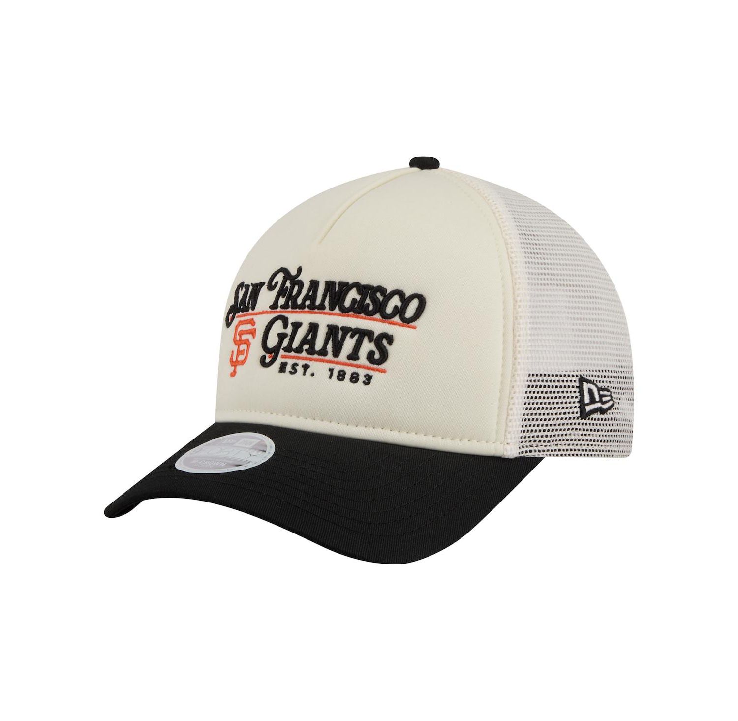 Women's Light Beige/Black San Francisco Giants Retro 9FORTY M-Crown A-Frame Trucker Adjustable Hat