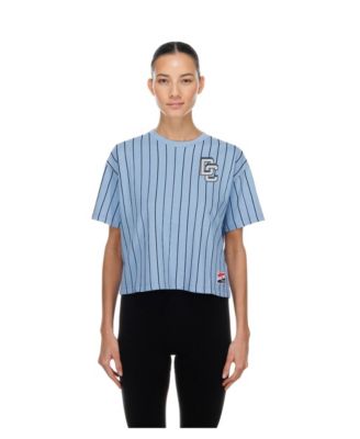 Women's Light Blue Washington Nationals City Connect Throwback Meshback Pinstripe Boxy T-Shirt