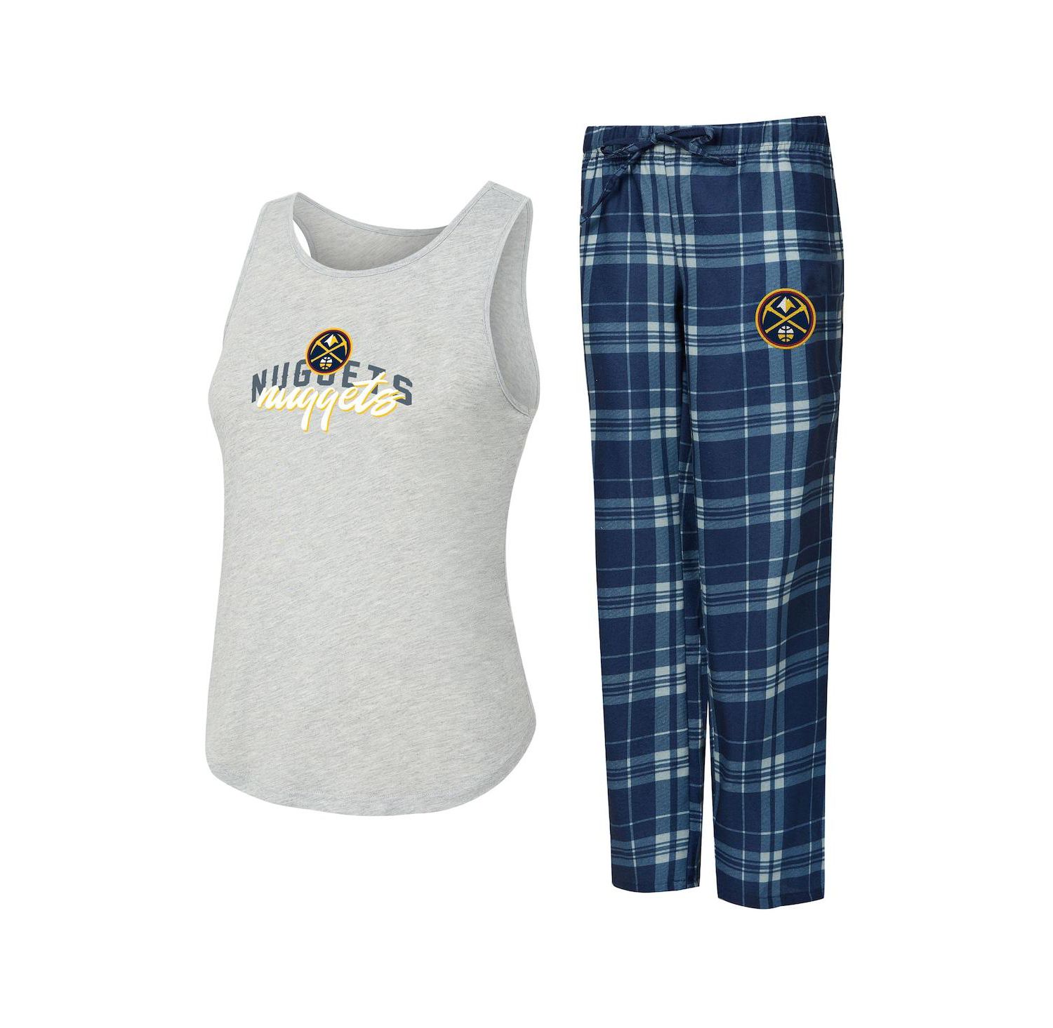 Women's Navy/Heather Gray Denver Nuggets Regulate Tank & Pant Set