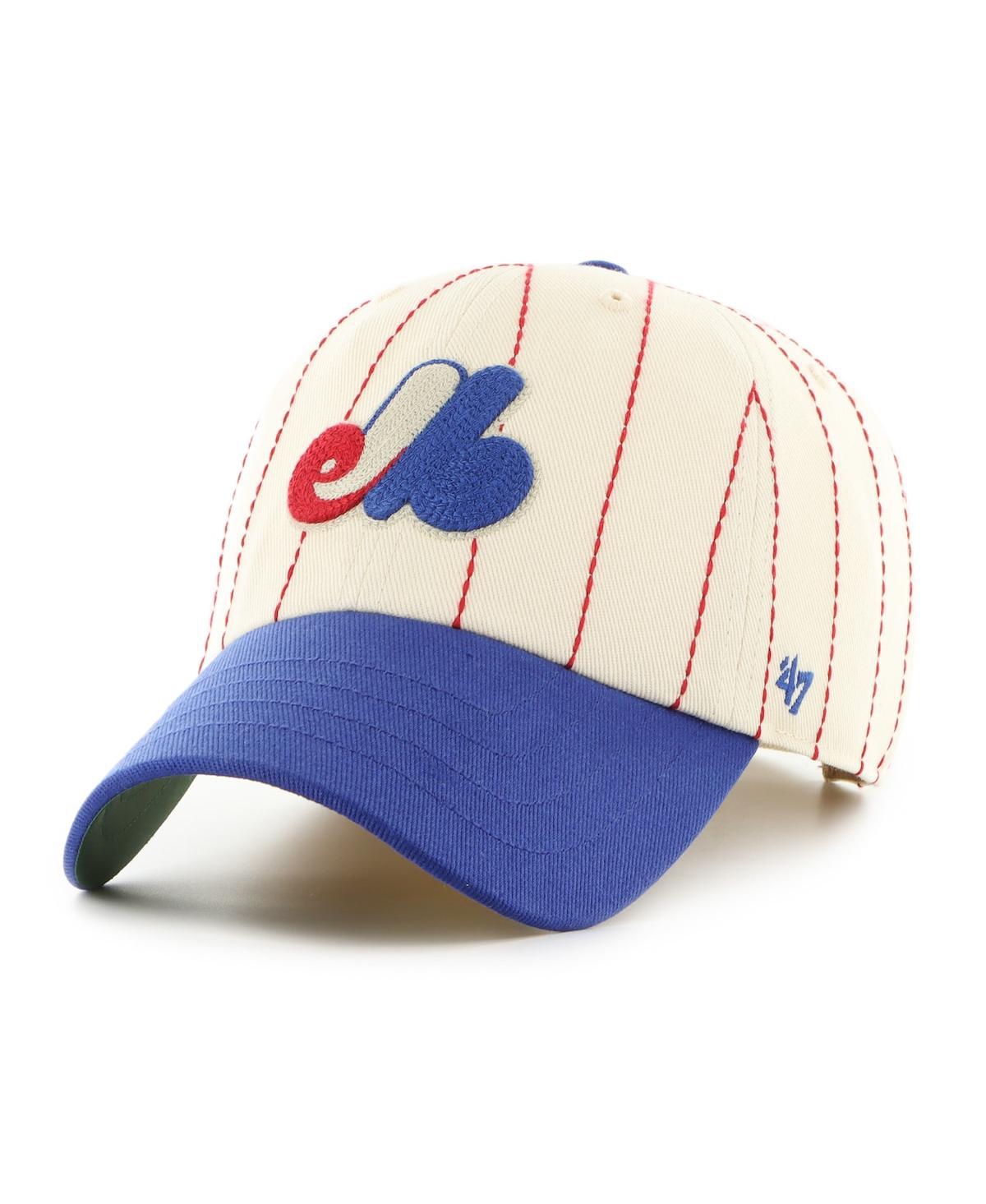 '47 Brand Men's x Rawlings Natural/Royal Montreal Expos Pinstripe Clean Up Adjustable Hat