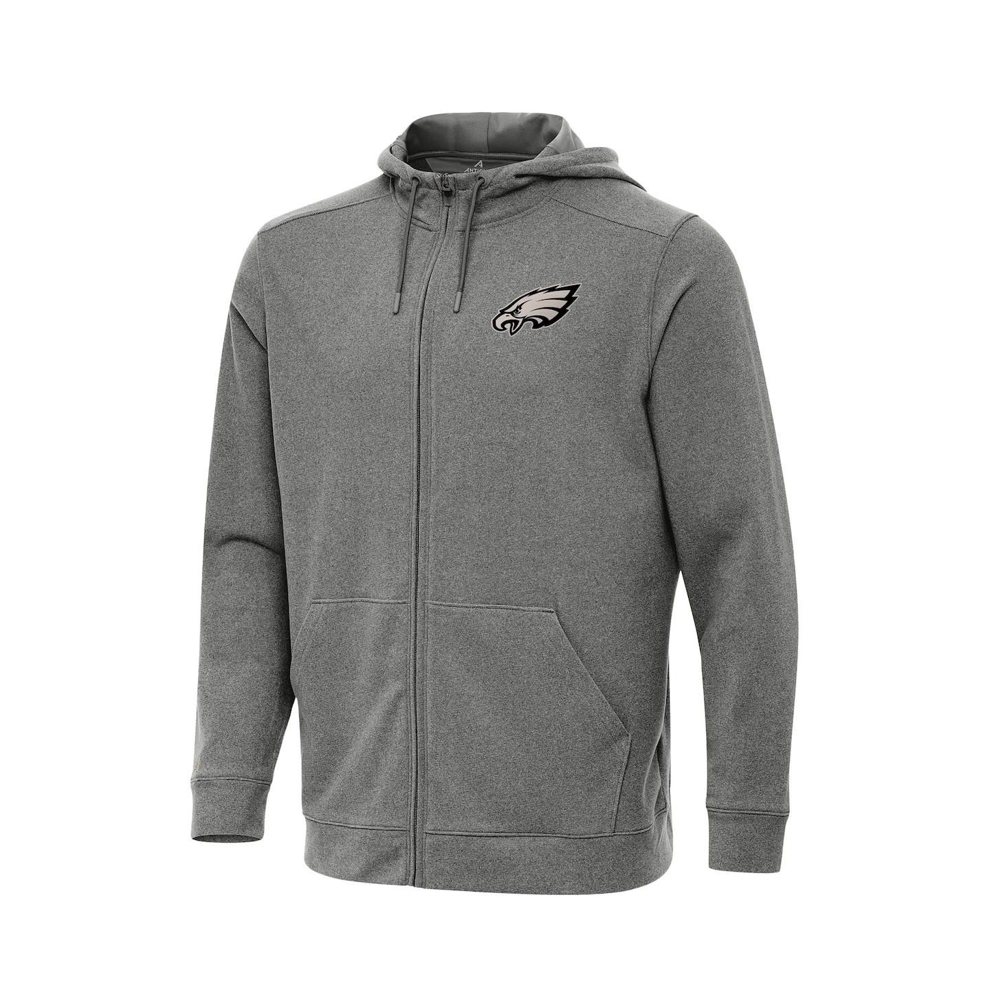 Мужская куртка Antigua Heather Black Philadelphia Eagles Effortless Full-Zip Hoodie Jacket — фото 4