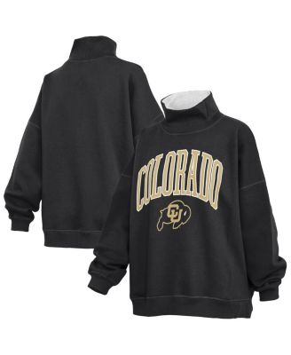 Women's Black Colorado Buffaloes Oversized Mock Neck Sweatshirt