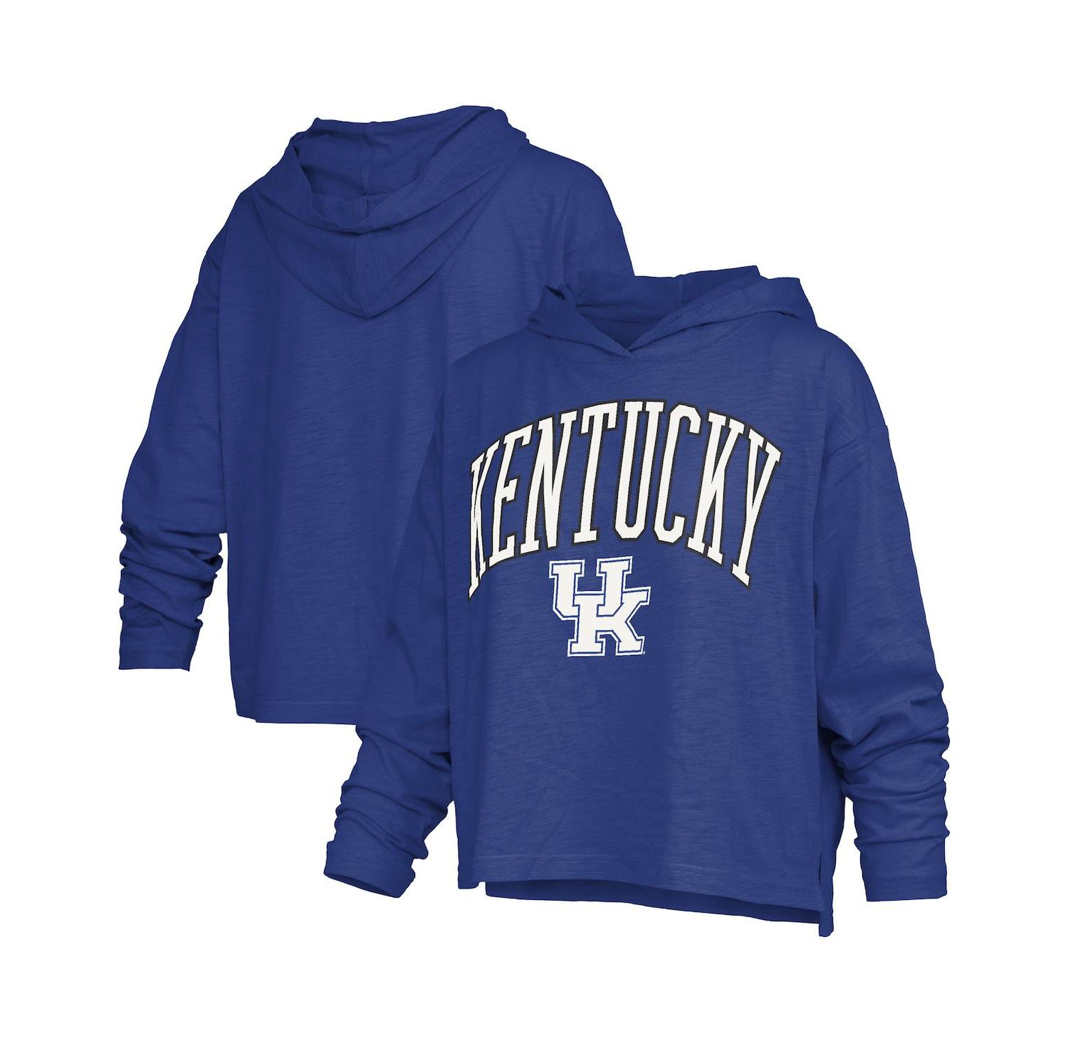 Women's Royal Kentucky Wildcats Nelson Arch Over Logo Long Sleeve Hooded Slub T-Shirt