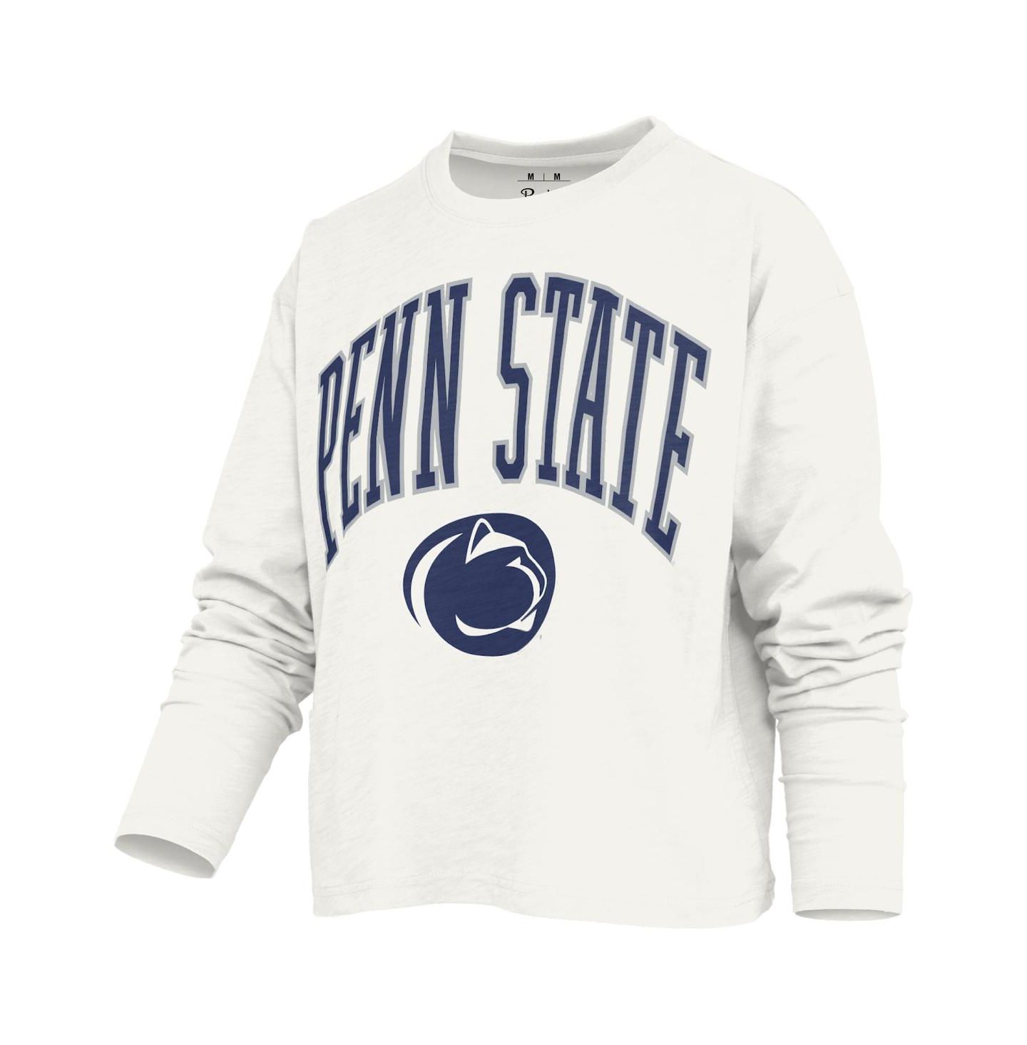 Женская футболка Pressbox White Penn State Nittany Lions Motley Boxy Waist-Length Long Sleeve — фото 3