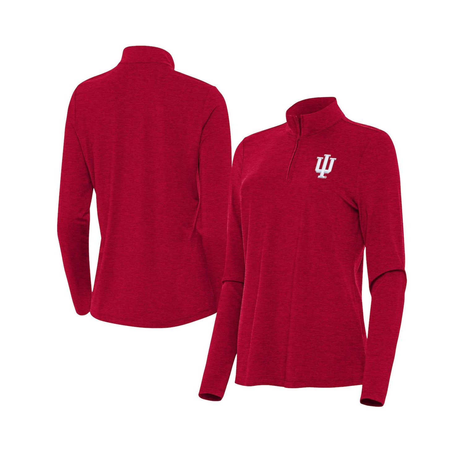Women's Heather Crimson Indiana Hoosiers Bright Quarter-Zip Top