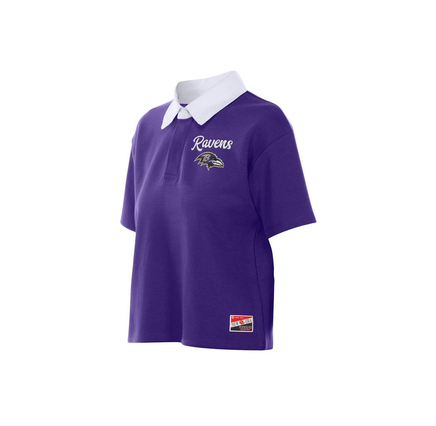 Women's Purple Baltimore Ravens Throwback Boxy Cropped Polo Shirt