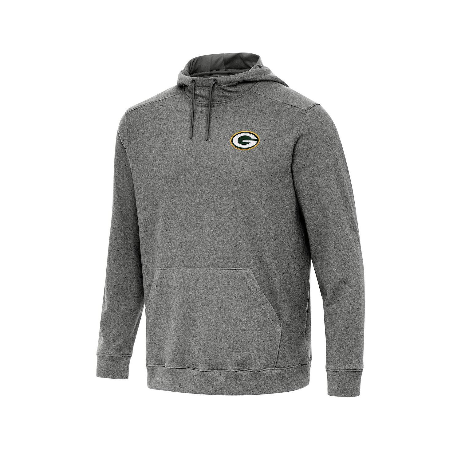 Men's Heather Black Green Bay Packers Cloud Pullover Hoodie