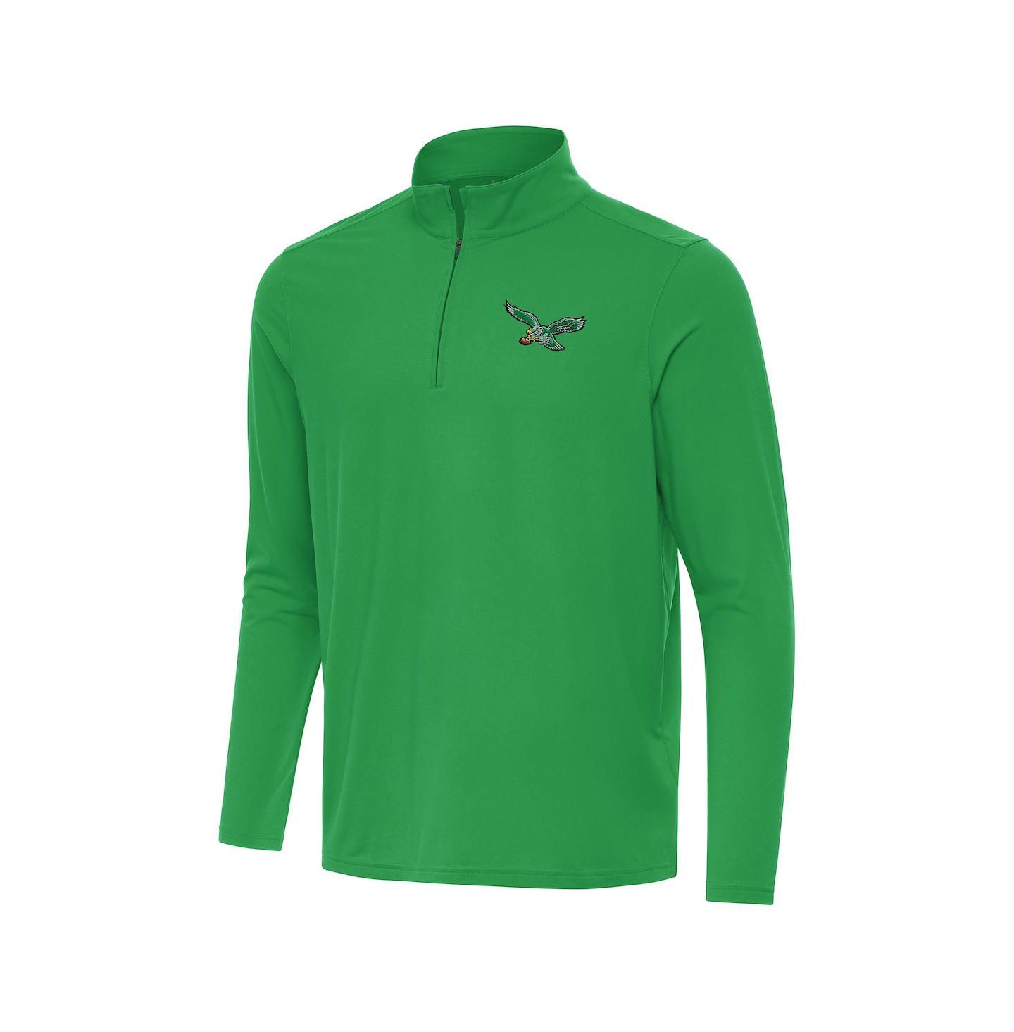 Мужской свитер Antigua Kelly Green Philadelphia Eagles Intent Quarter-Zip Pullover Top — фото 1