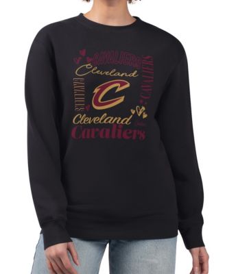 Women's Black Cleveland Cavaliers Collage Team Graphic Fleece Pullover Sweatshirt