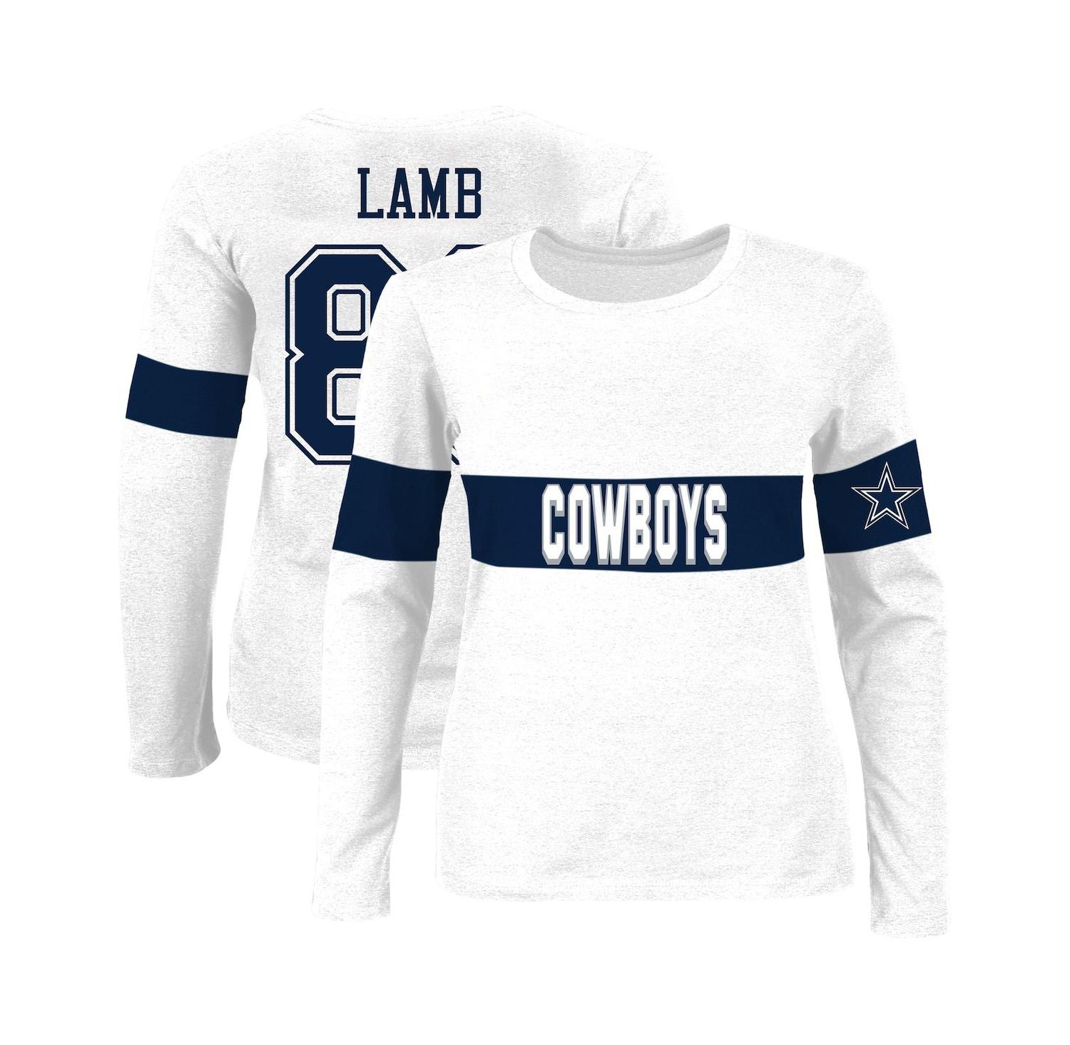 Women's CeeDee Lamb Ash Dallas Cowboys Plus Size Name & Number T-Shirt