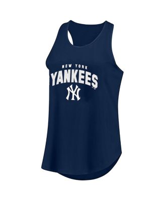 Women's Navy New York Yankees Plus Size Wordmark Racerback Scoop Neck Tank Top