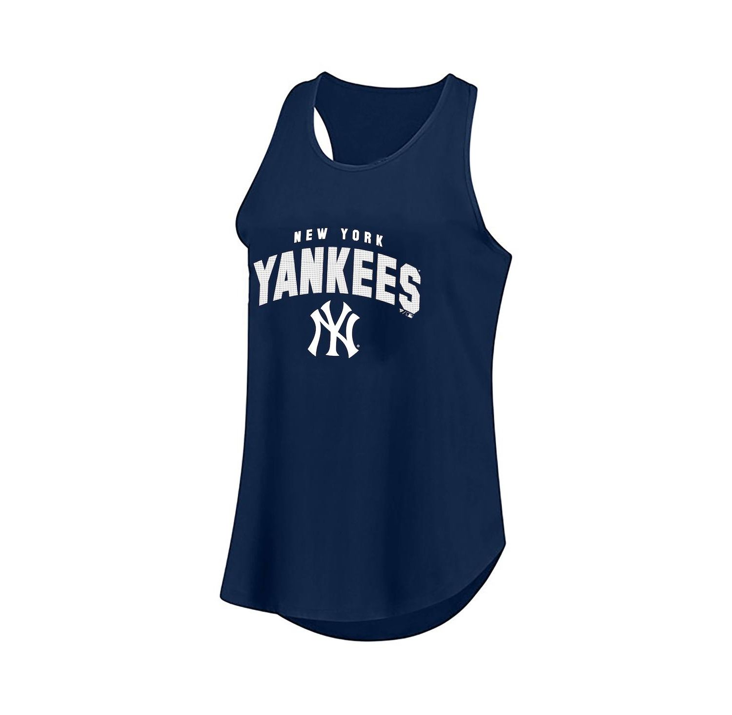 Women's Navy New York Yankees Plus Size Wordmark Racerback Scoop Neck Tank Top