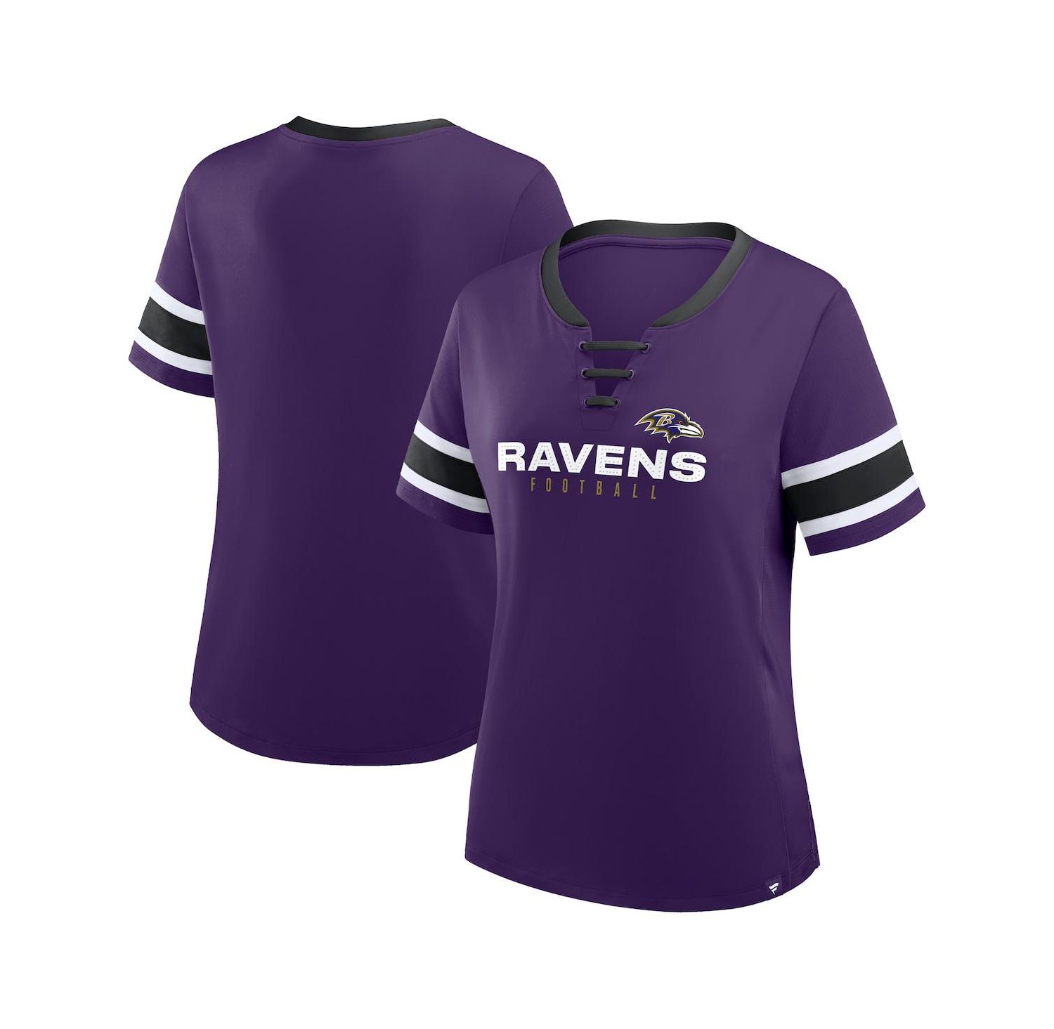 Women's Purple Baltimore Ravens Plus Size Red Zone Athena Lace-Up V-Notch Neck T-Shirt