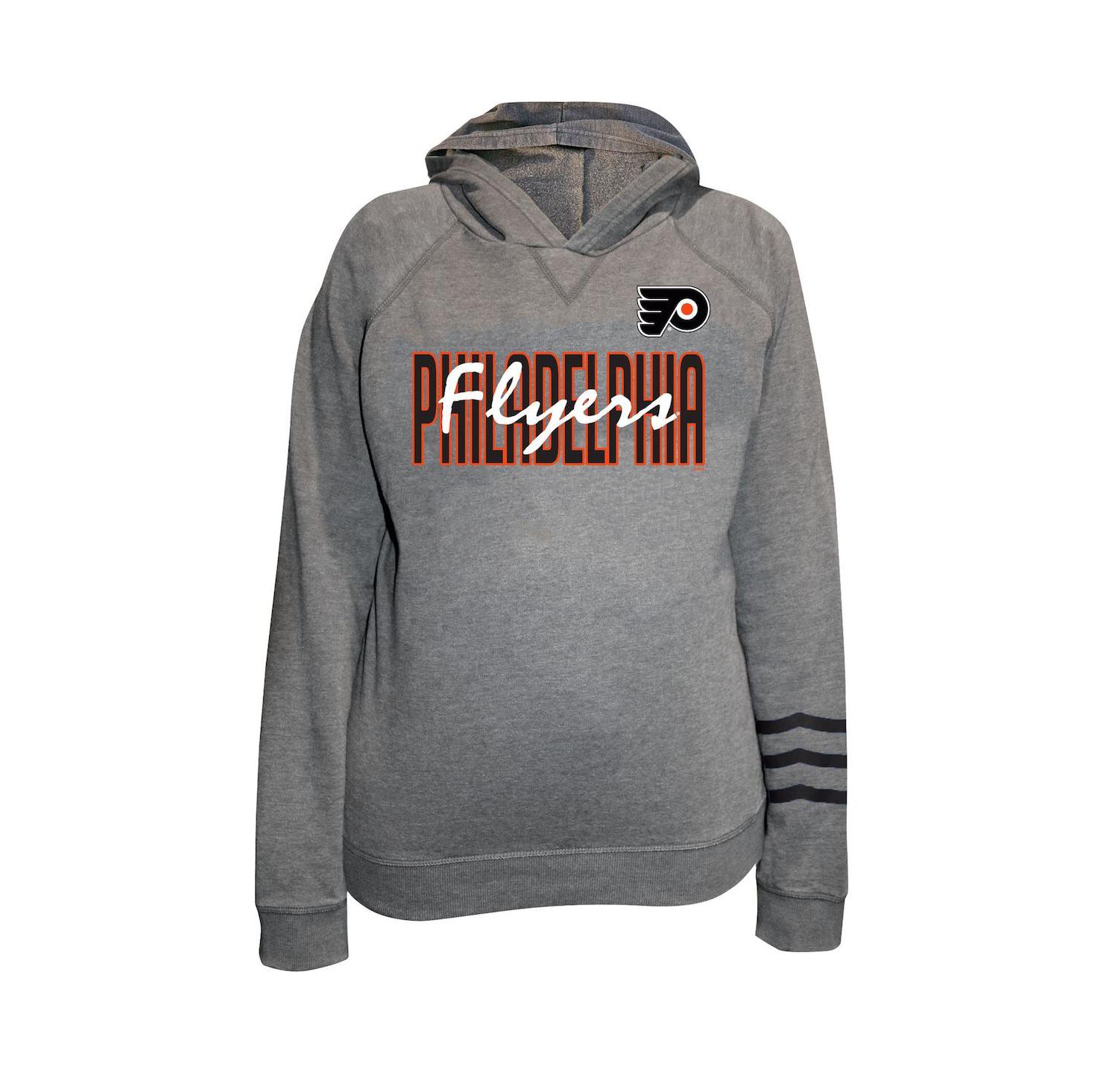 Women's Heather Gray Philadelphia Flyers Plus Size Lightweight Fleece Raglan Pullover Hoodie