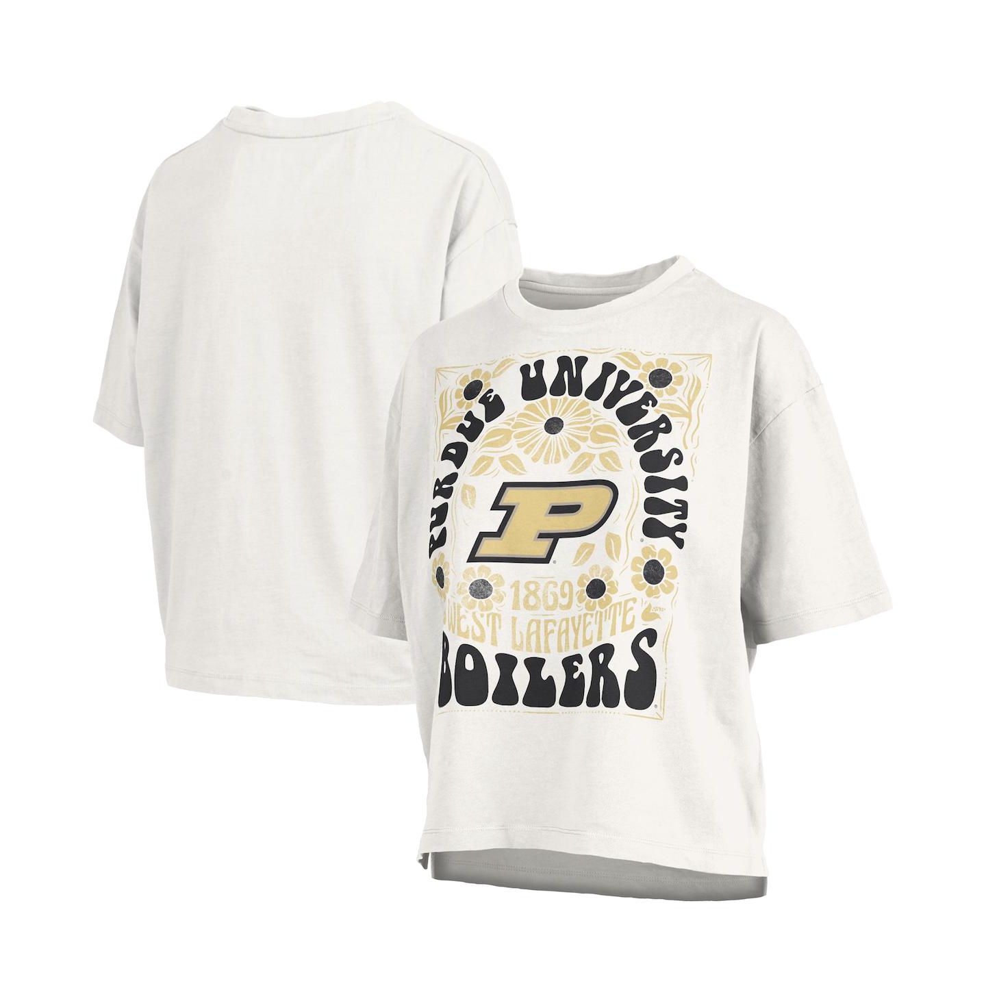Женская футболка Pressbox White Purdue Boilermakers Harmony Oversized Slub — фото 1