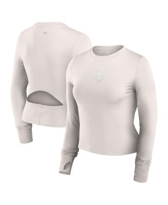 Women's White Minnesota Vikings Studio Fitted Long Sleeve Gym Top