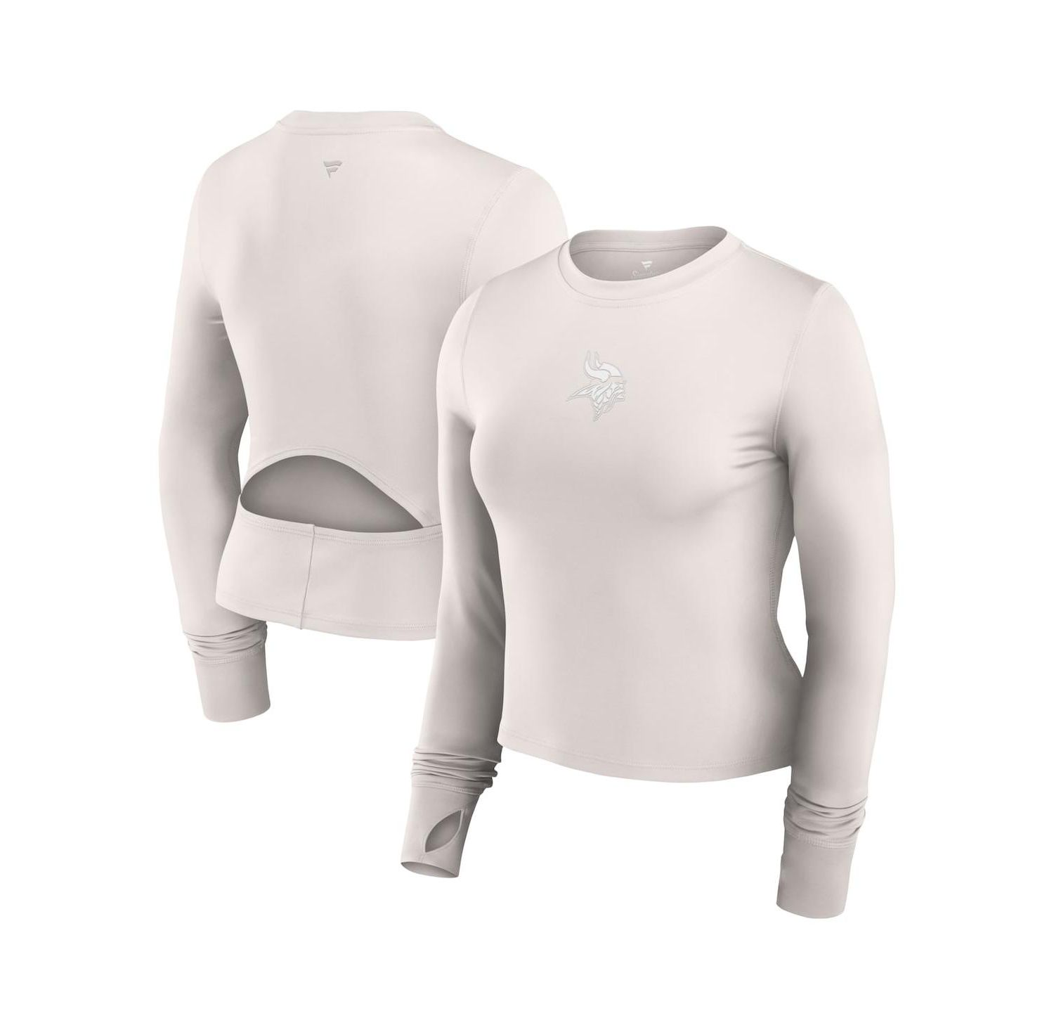 Women's White Minnesota Vikings Studio Fitted Long Sleeve Gym Top