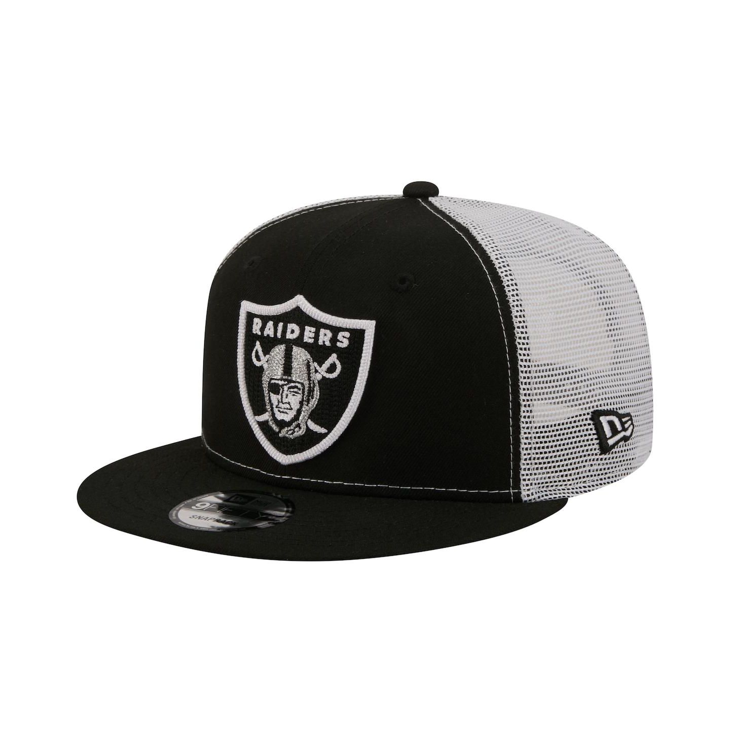 Мужская кепка New Era Black Las Vegas Raiders Core Team 9FIFTY Trucker Snapback Hat — фото 1