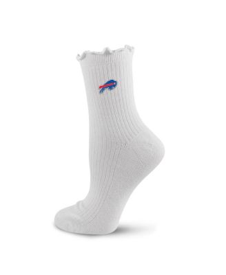Women's White Buffalo Bills Logo Lettuce Hem Quarter Socks