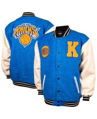Men's and Women's Blue/Cream New York Knicks Full-Snap Varsity Jacket