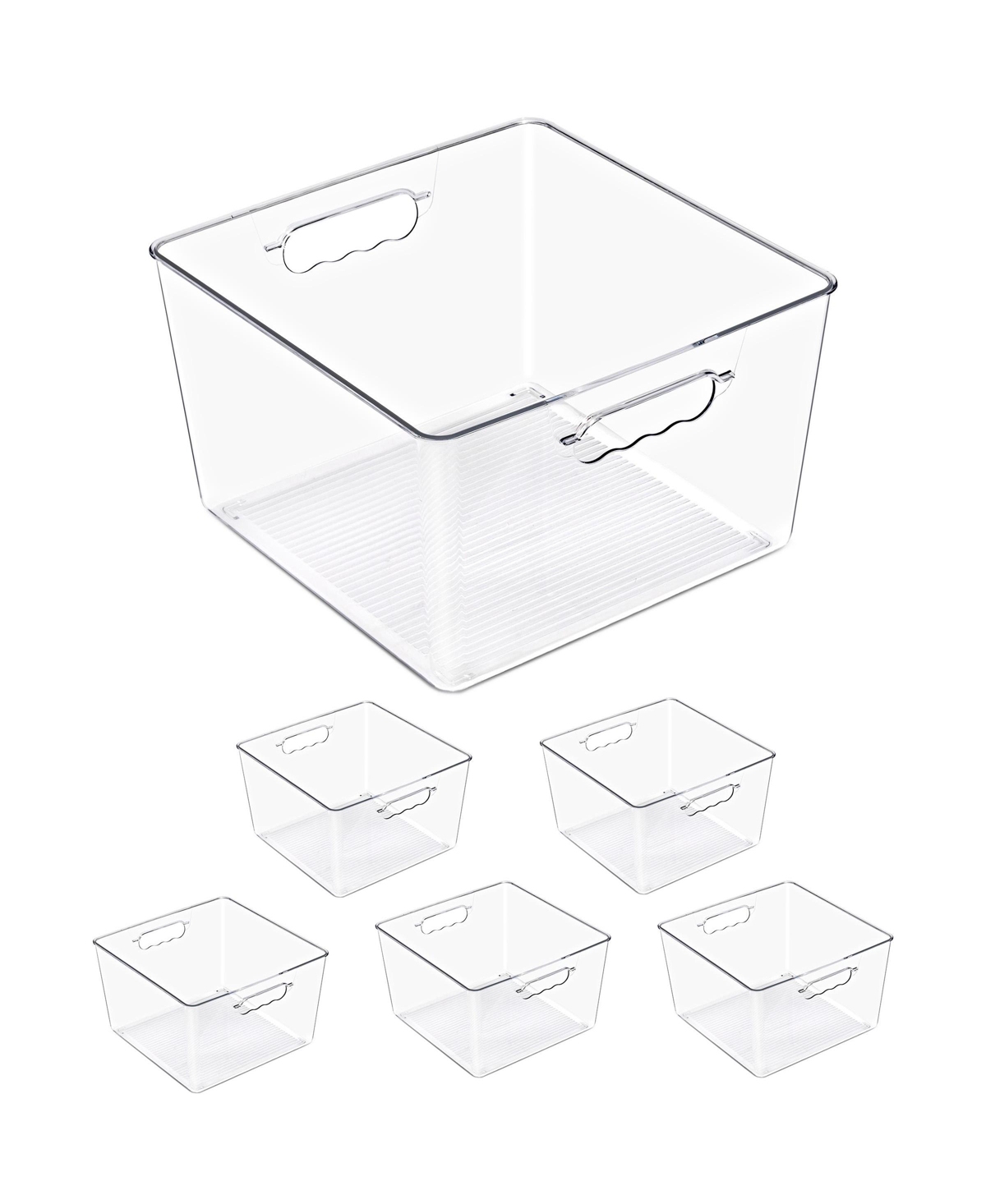 Sorbus 6 Pack Large Square Stackable Storage Bins with Handles - for Storage, Closet, Shelf and Home Organization