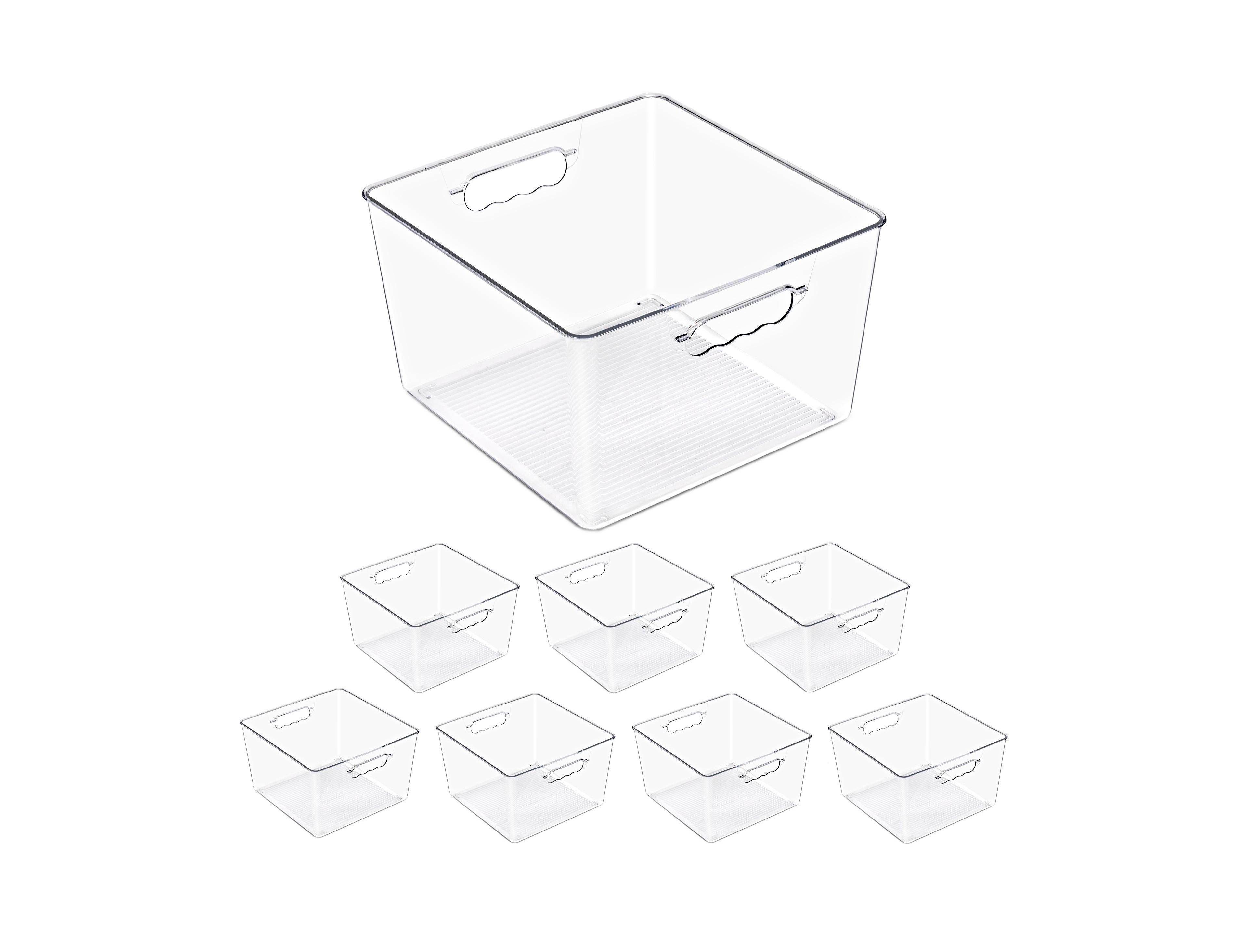 Sorbus 8 Pack Large Square Stackable Storage Bins with Handles - for Storage, Closet, Shelf and Home Organization