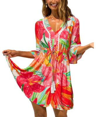Women's Zen Vacay Floral Mini Beach Dress