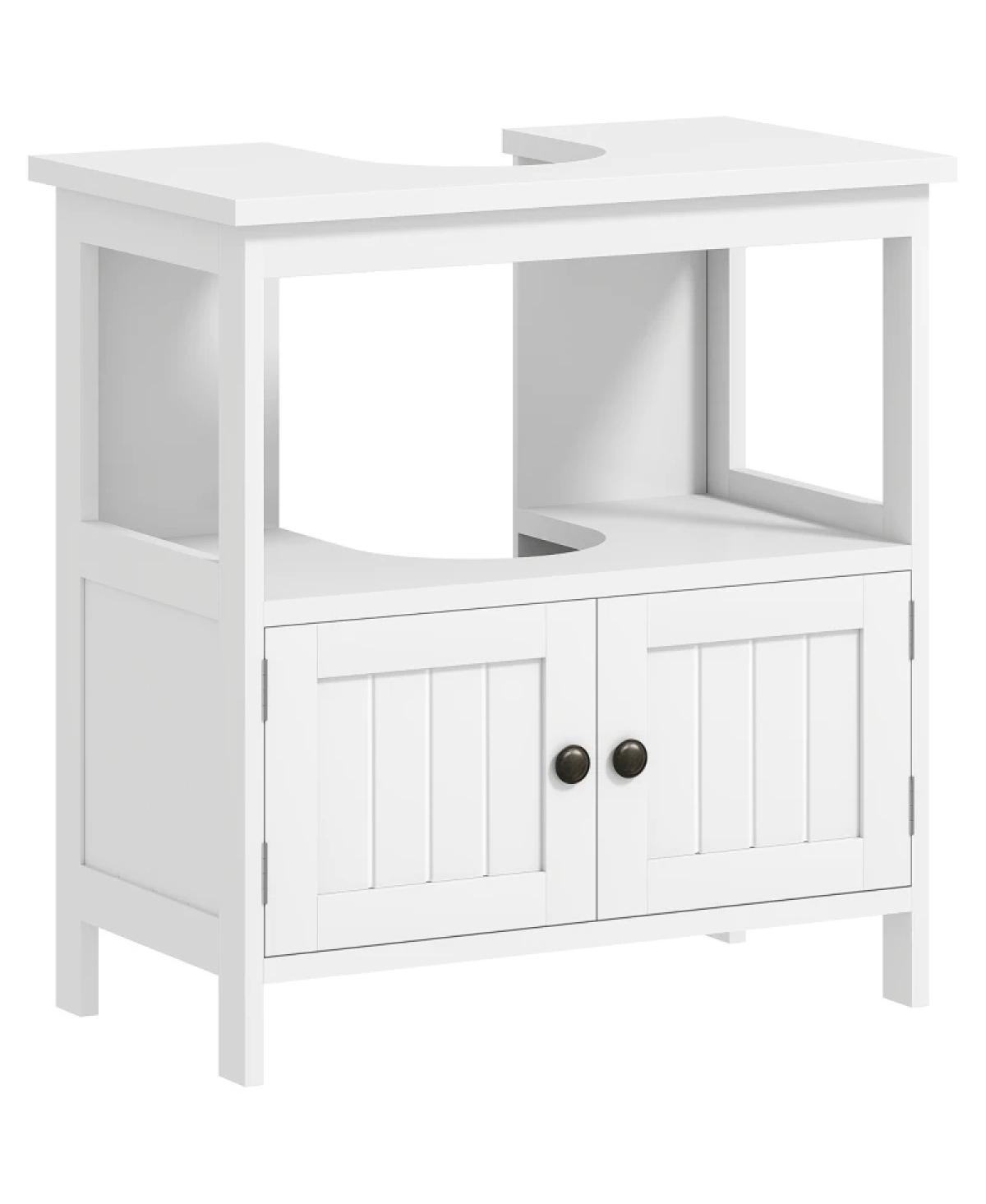 Sillysis 23.5 Inch Farmhouse Under Sink Bathroom Storage Cabinet with Door and Open Shelf, Space Saving Engineered Wood Organizer
